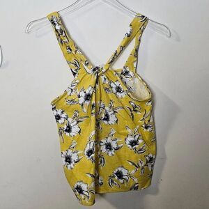 Banana Republic Chartreuse Floral Linen Blended Twisted Halter Top NWT Women's Y